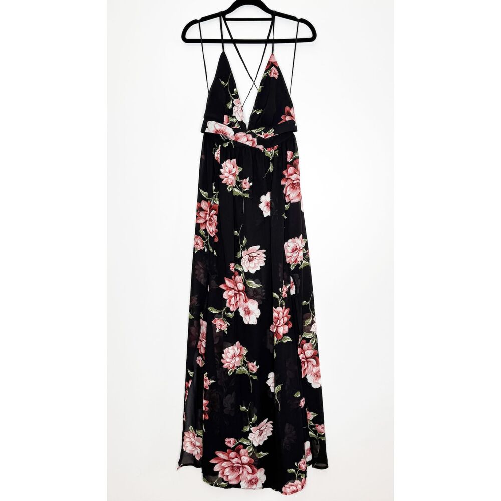Fashion Nova Lanai Maxi Dress Cutout Side Floral Slit Women's Size Medium